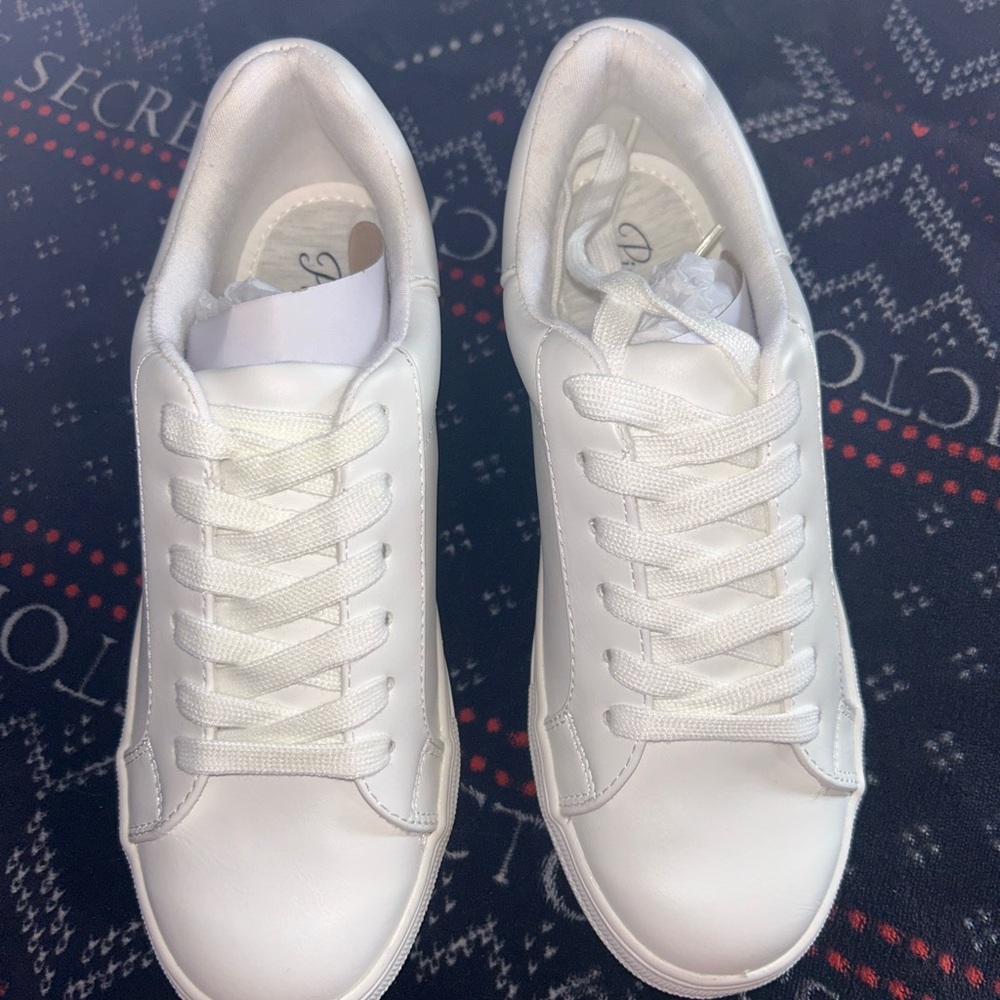 Pink Lily Jenny White Solid Sneakers